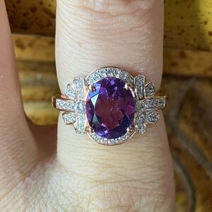 Natural Rose de France Amethyst Sterling Silver Ring Size 8